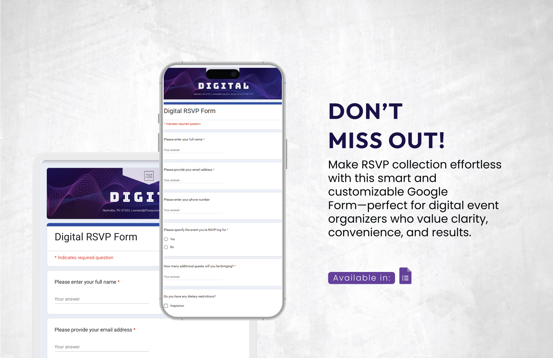 Digital Rsvp Form Template