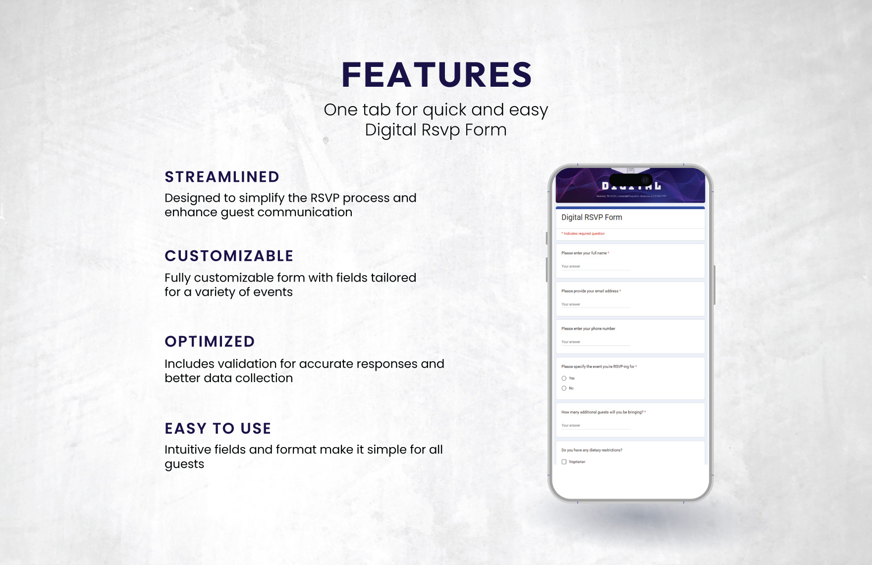 Digital Rsvp Form Template
