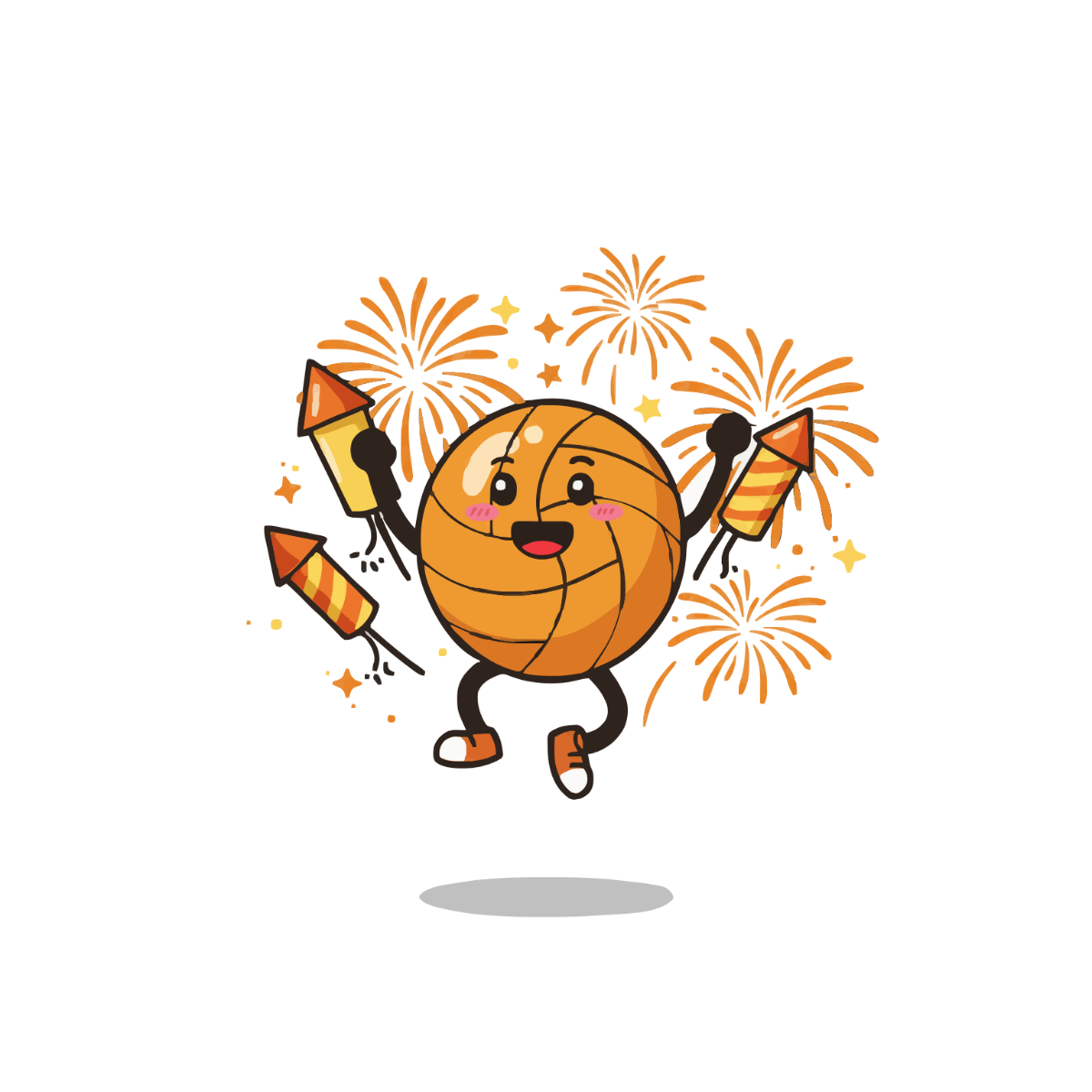 Free Volleyball Fireworks Clipart Template