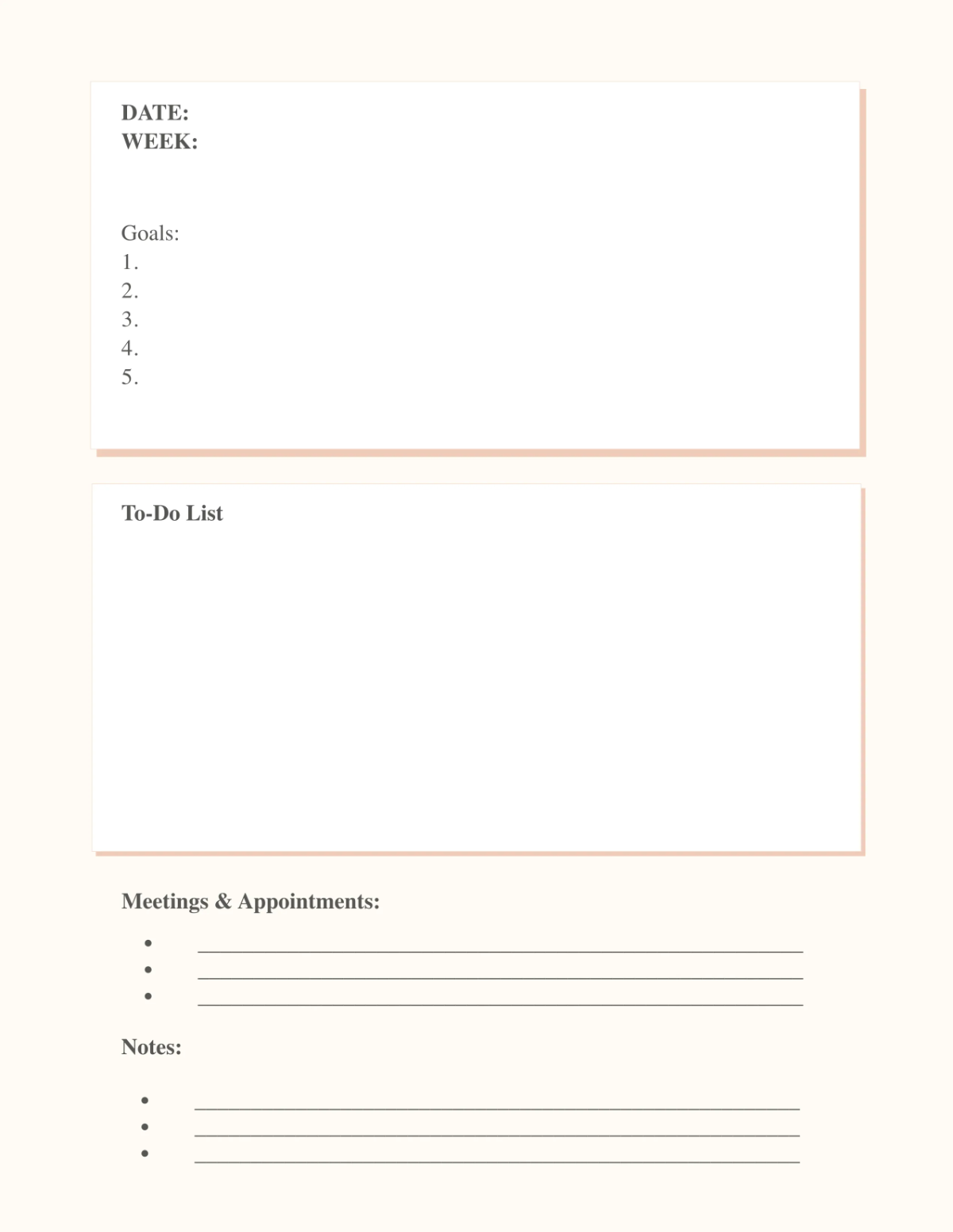 Free Blank Small Business Planner Template to Edit Online