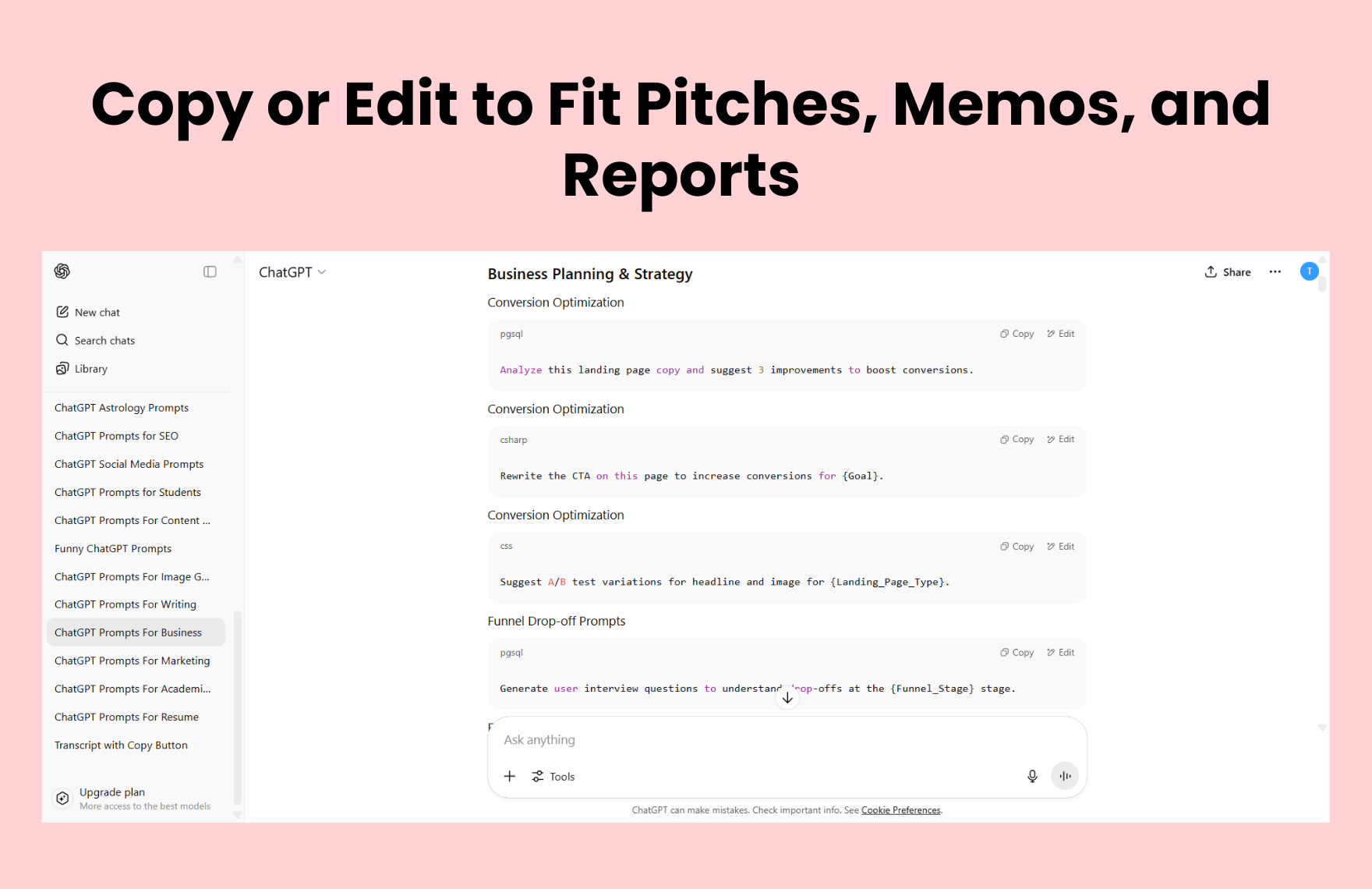 Free ChatGPT Prompts For Business Template