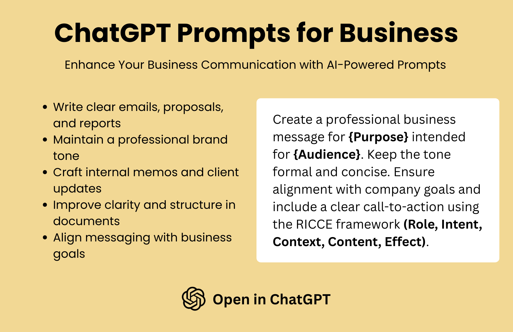 Free ChatGPT Prompts For Business Template in ChatGPT to Download
