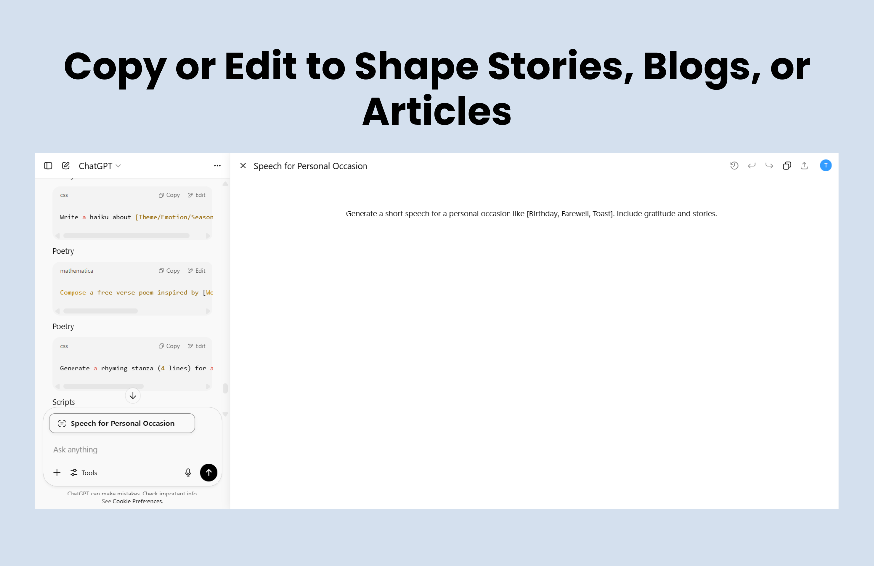 Free ChatGPT Prompts For Writing Template