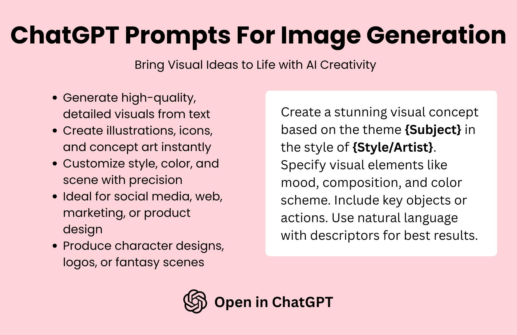 Free ChatGPT Prompts For Image Generation in ChatGPT
