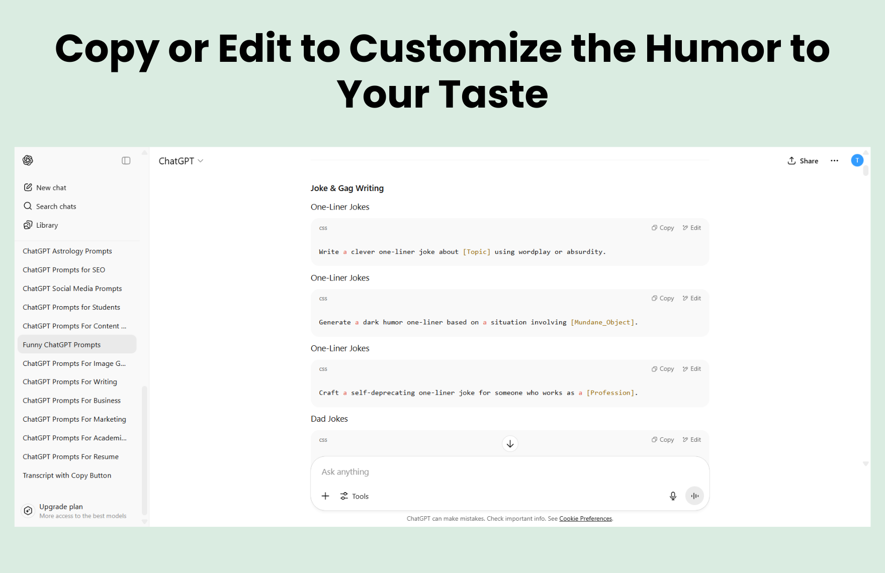 Free Funny ChatGPT Prompts