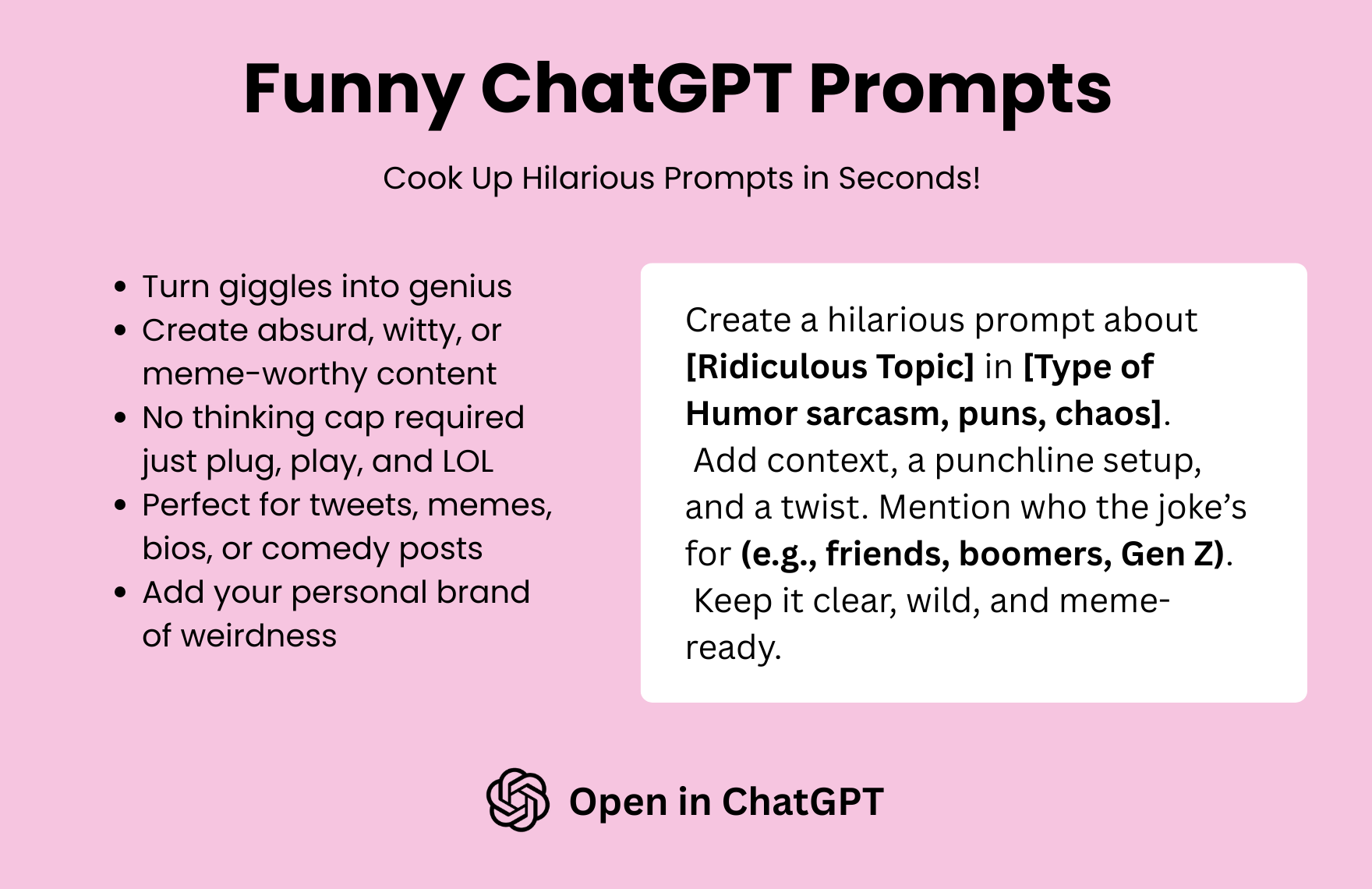 Free Funny ChatGPT Prompts in ChatGPT
