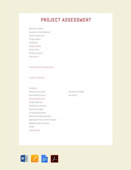 free project assessment template