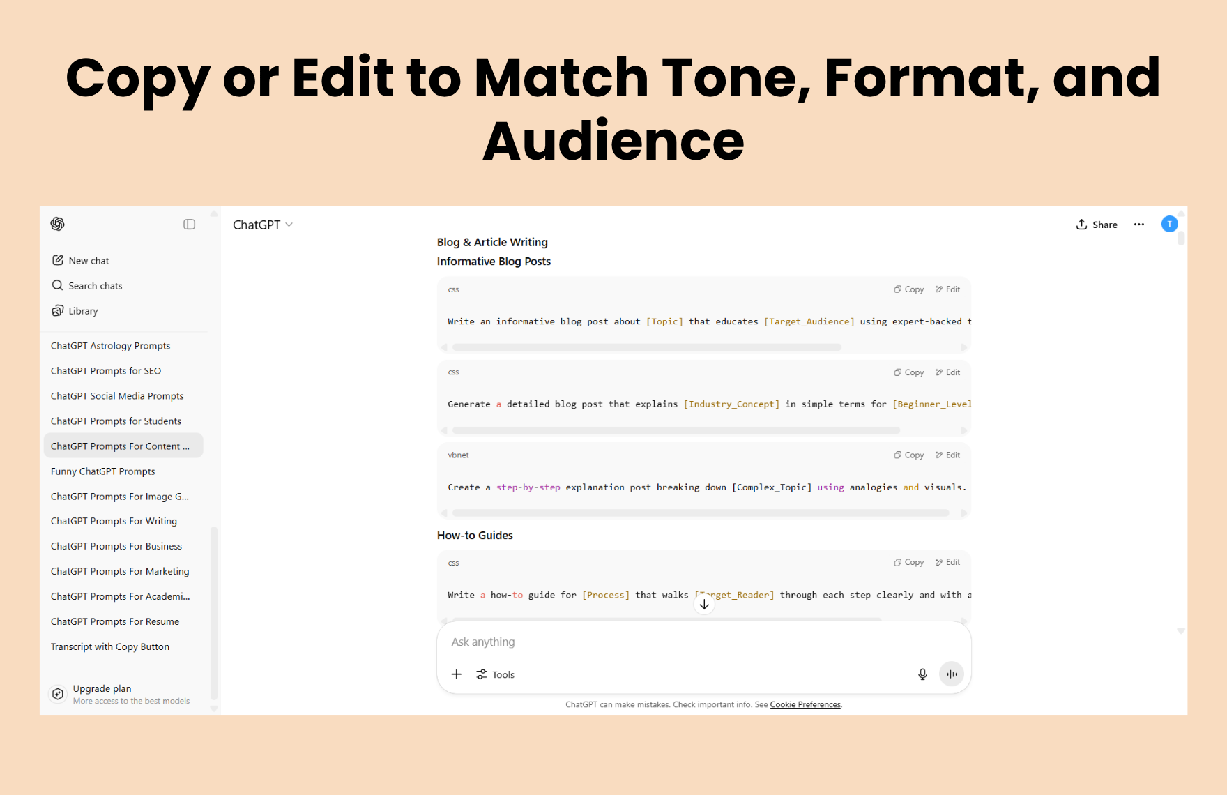 Free ChatGPT Prompts For Content Writing