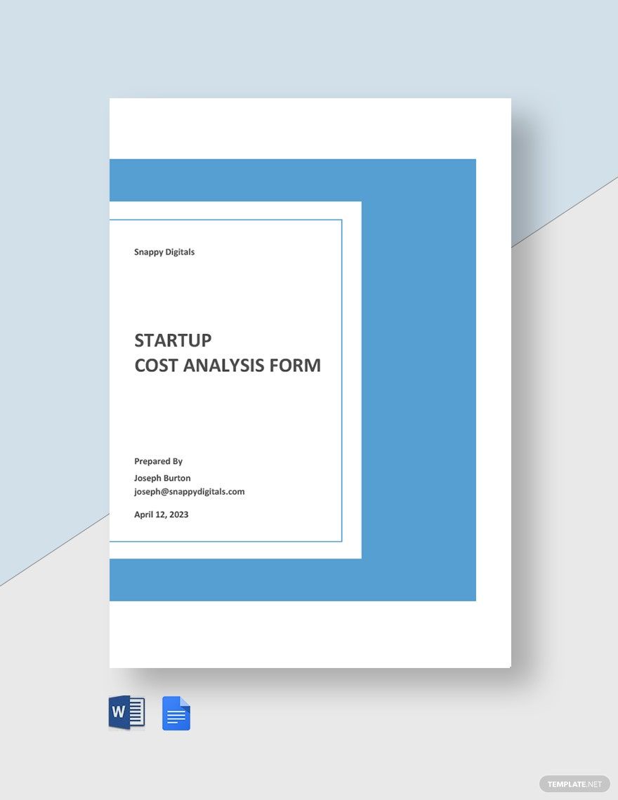Free Startup Cost Analysis Form Template