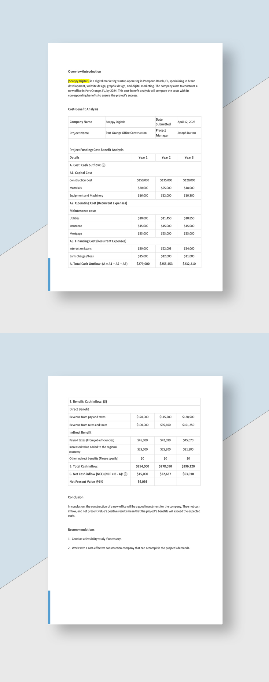 Startup Cost Analysis Form Template