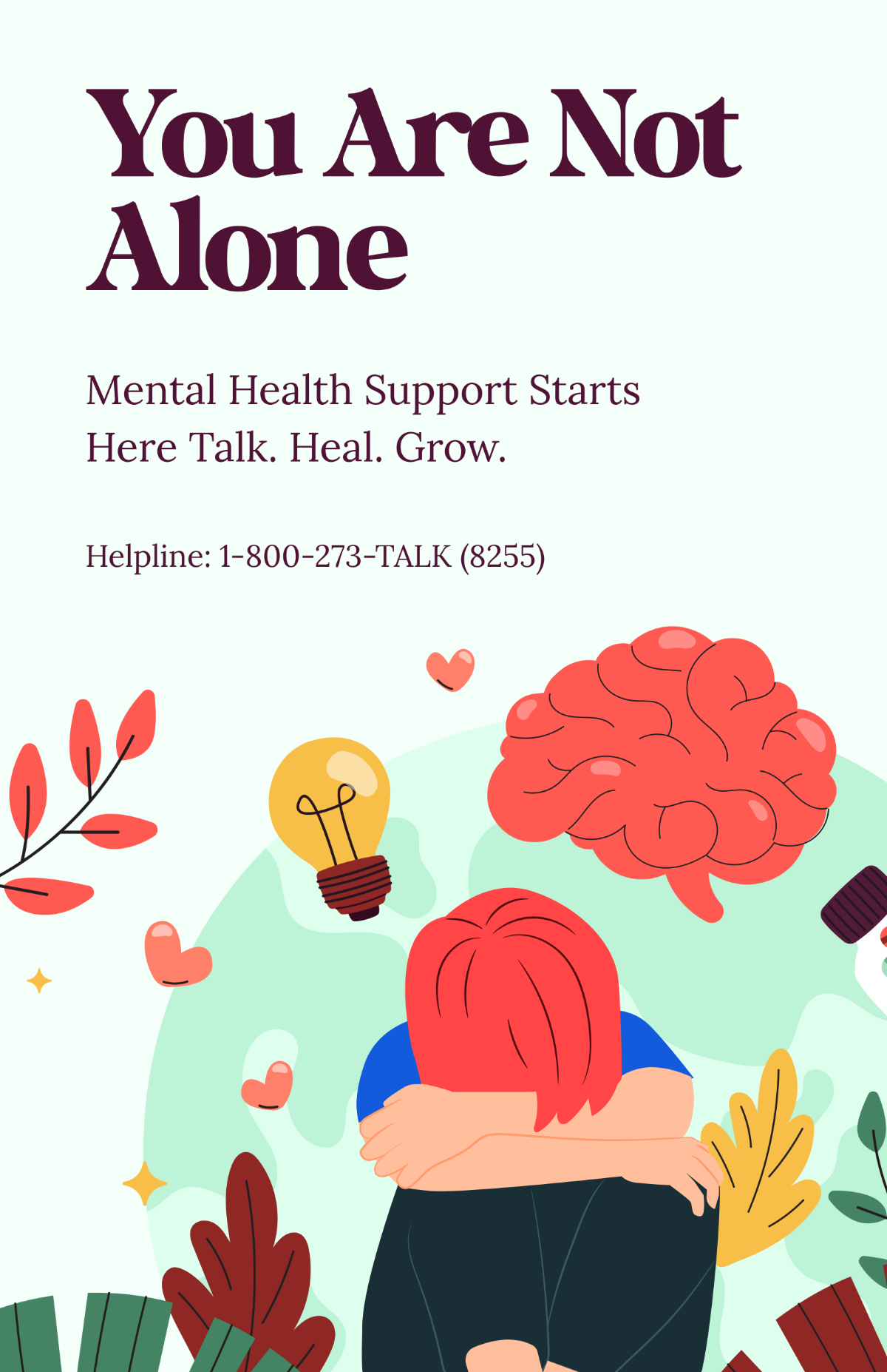 Colorful Mental Health Support Poster Template