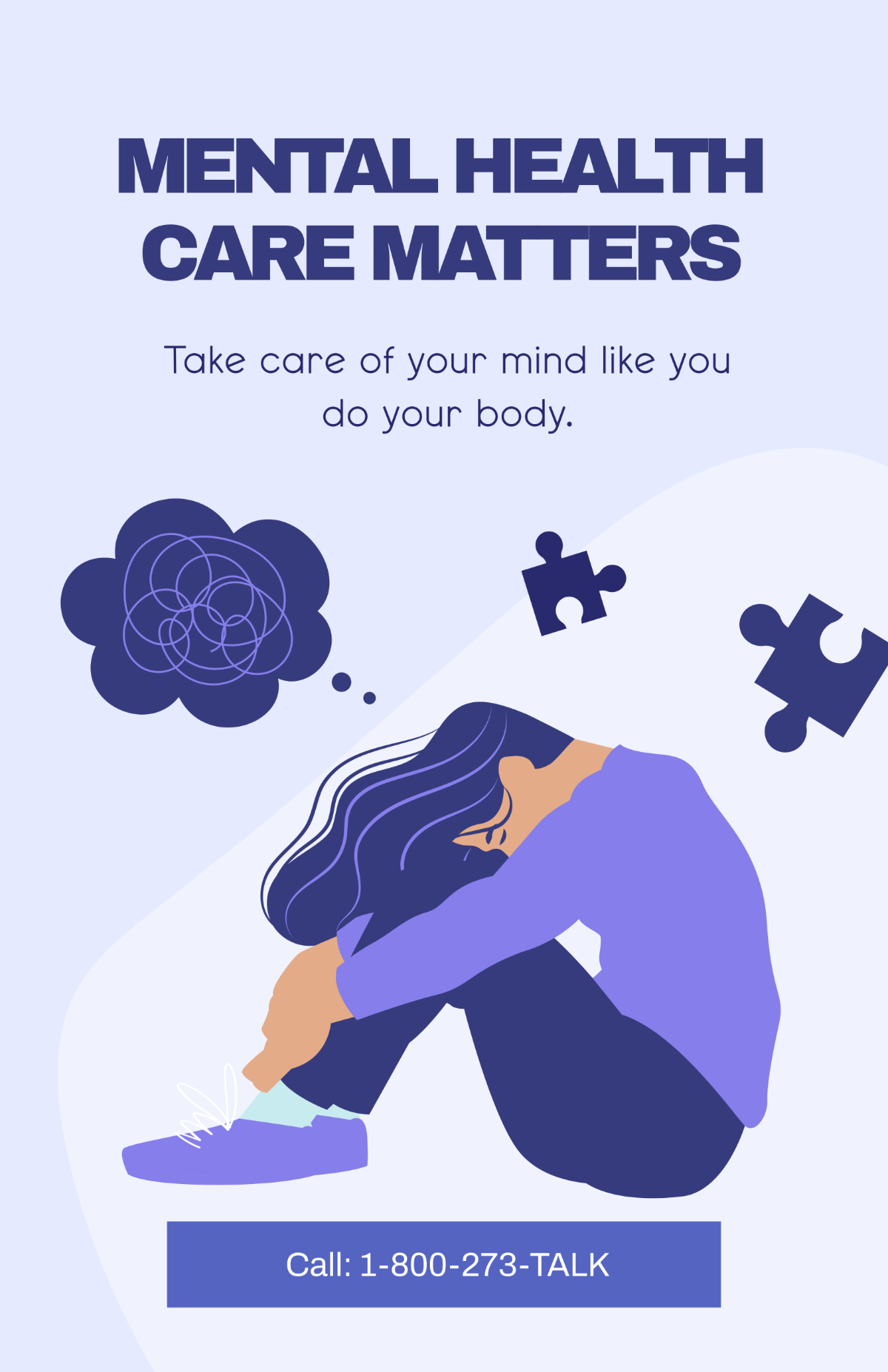 Simple Mental Health Care Poster Template