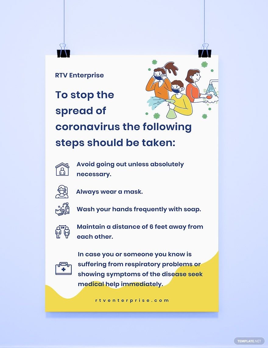 Coronavirus Safety Poster - Steps to Minimize Chances of Contracting the Virus Template