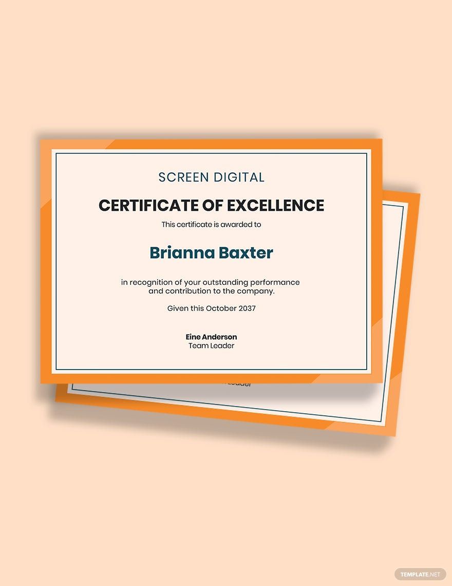 Employee Excellence Award Certificate Template
