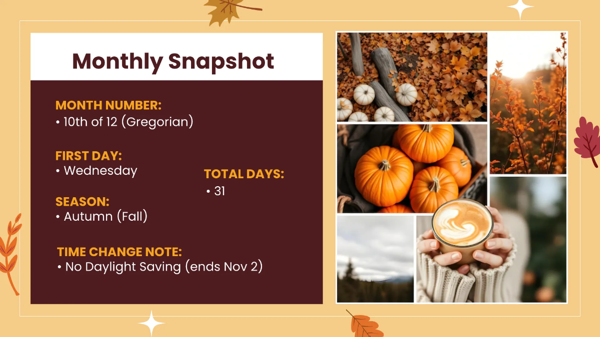 Free October 2025 Calendar Presentation Template to Edit Online