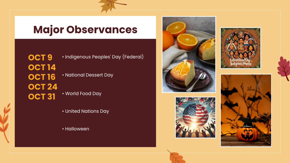 Free October 2025 Calendar Presentation Template to Edit Online