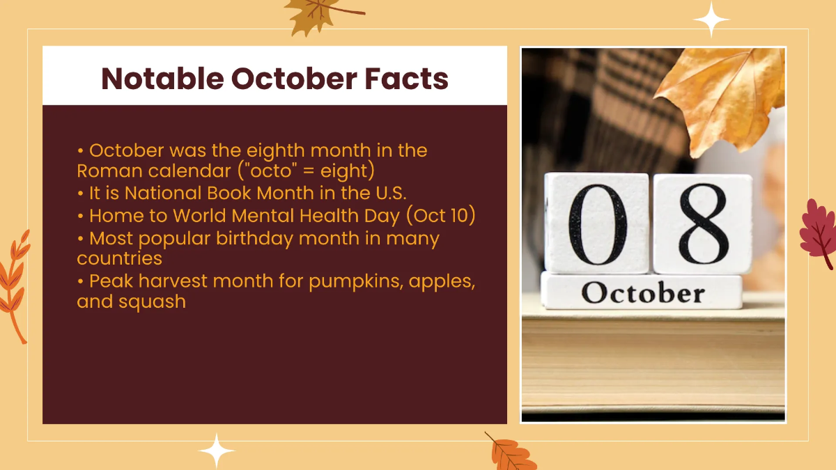 Free October 2025 Calendar Presentation Template to Edit Online