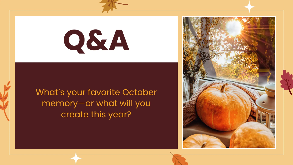 Free October 2025 Calendar Presentation Template to Edit Online