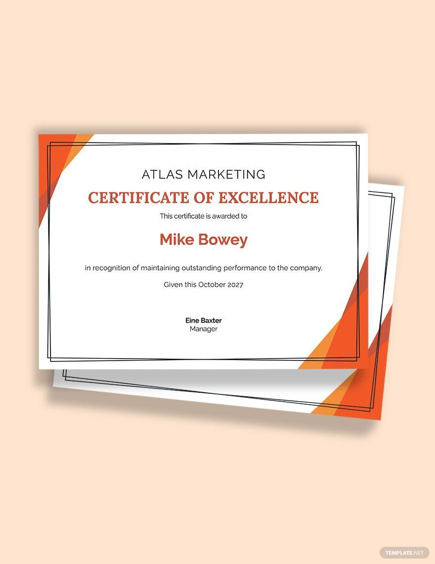Corporate Employee Excellence Certificate Template