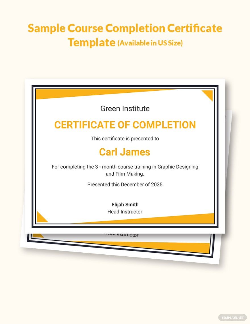 Sample Course Completion Certificate Template