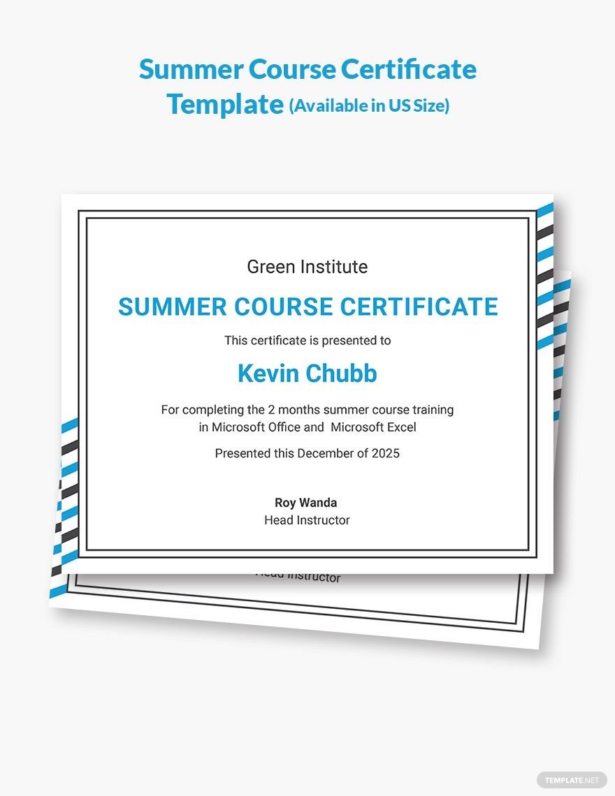 Summer Course Certificate Template in Word, Google Docs, Apple Pages, Publisher