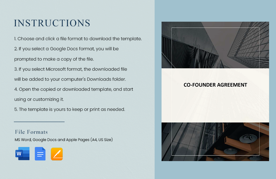 Co Founder Agreement Startup Template In PDF Word Google Docs Pages 