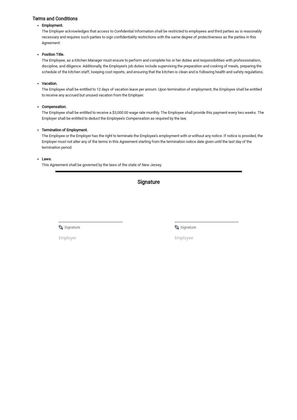 Startup Employment Agreement Template Google Docs Word PDF