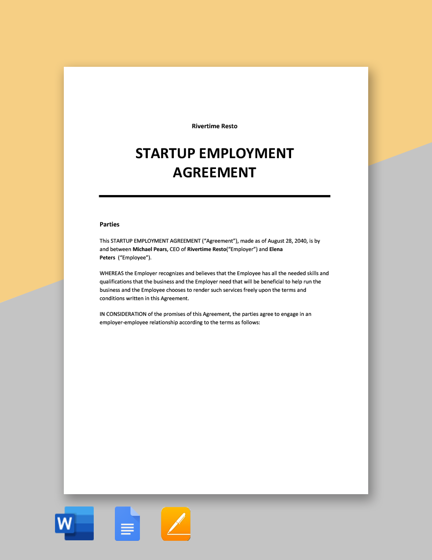 Startup Employment Agreement Template