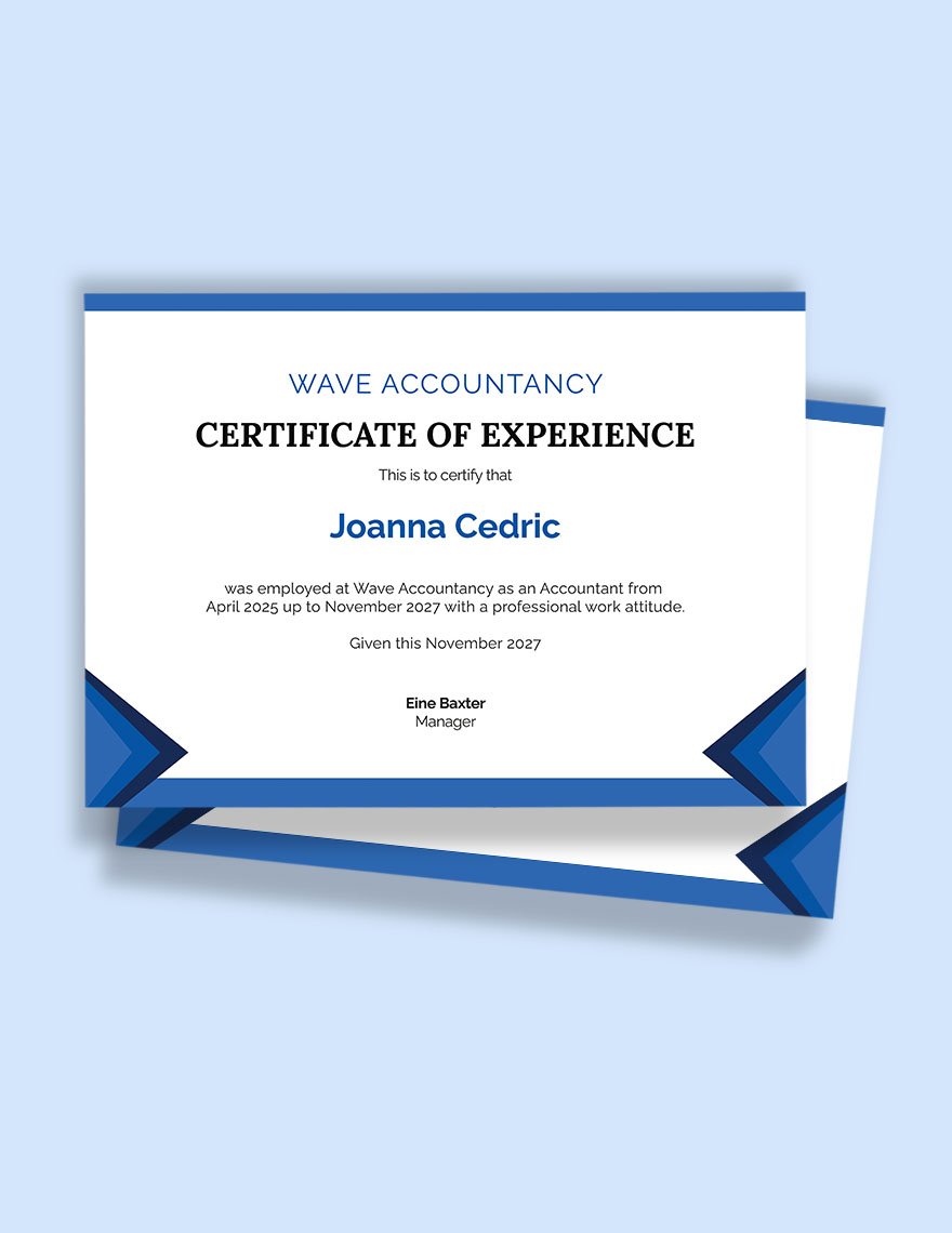 Accountant Job Experience Certificate Template in Word, Google Docs, PSD, Apple Pages, Publisher