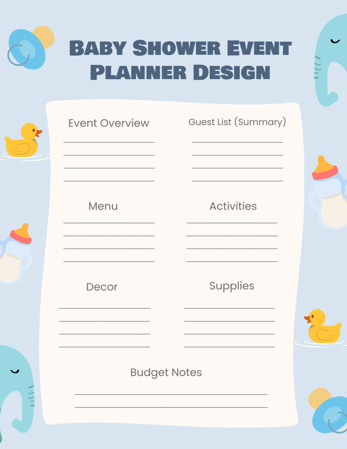 Free Baby Shower Event Planner Design Template to Edit Online