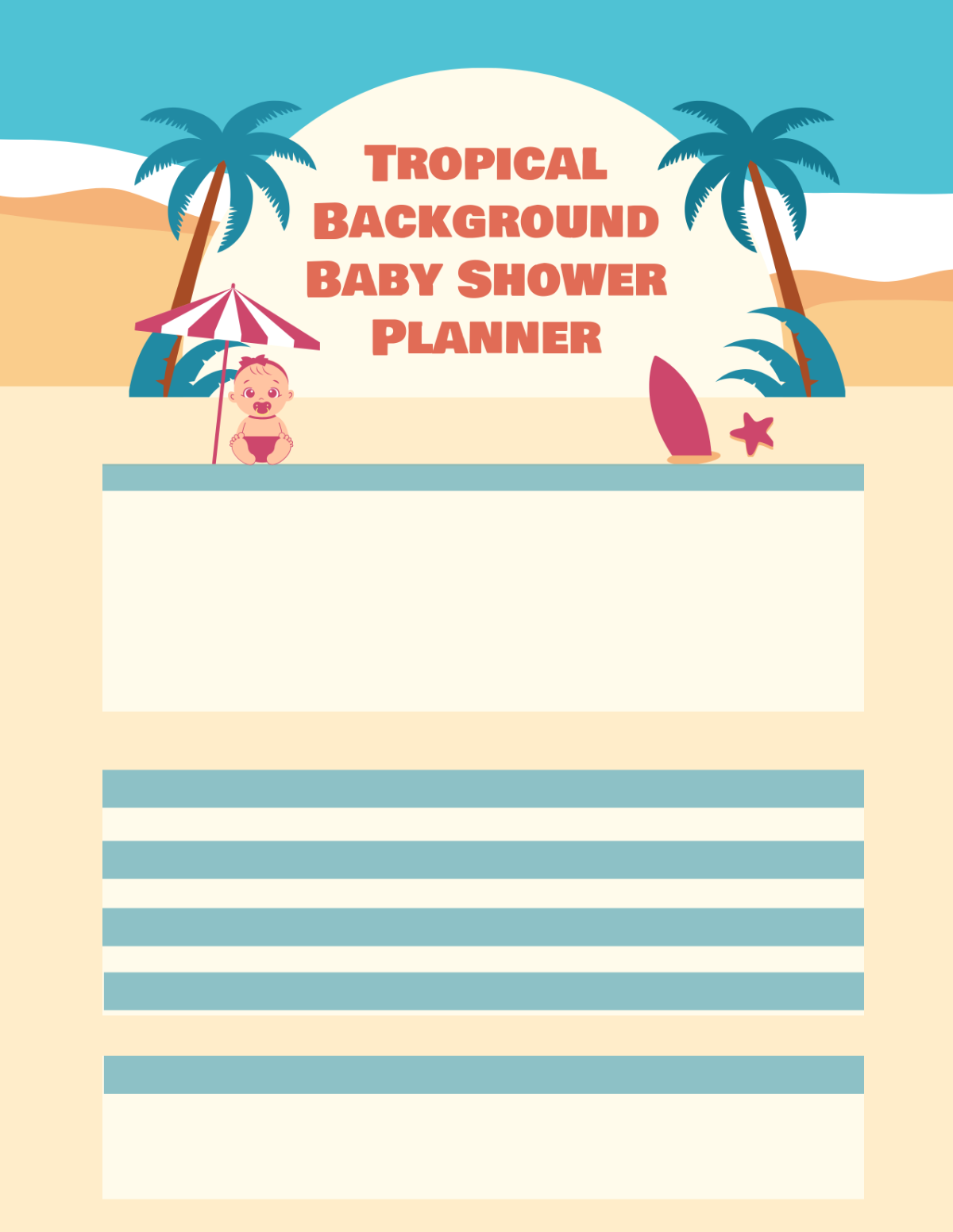 Free Tropical Background Baby Shower Planner Template to Edit Online