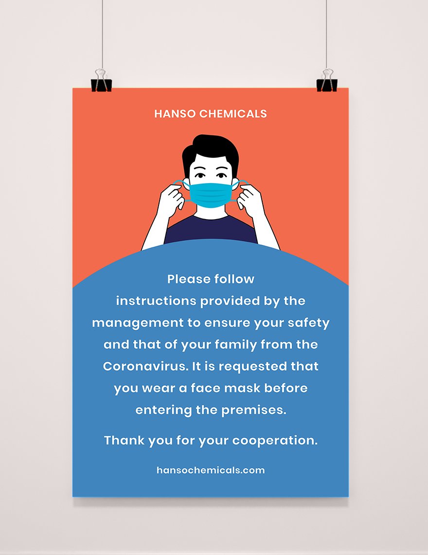 Please Wear a Face Mask Before Entry Poster Template in Illustrator, PSD