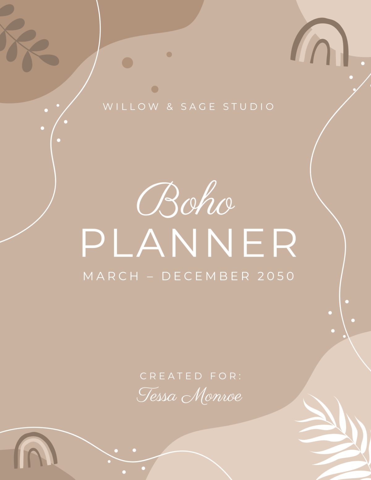 Free Boho Brown Planner Cover Template to Edit Online
