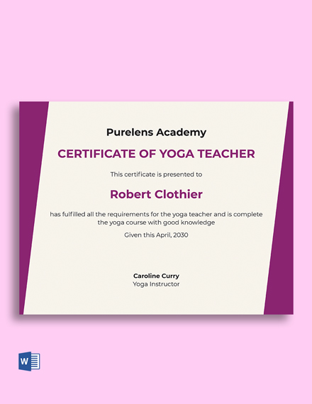 Yoga Gift Certificate Template Free