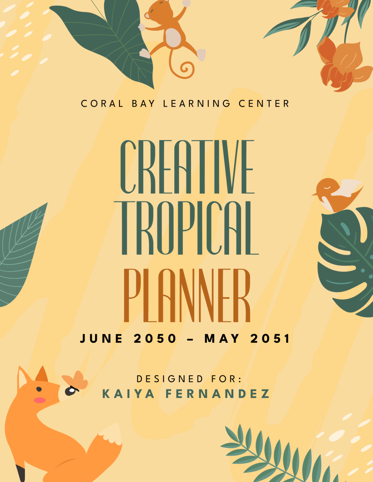 Free Creative Tropical Planner Cover Template to Edit Online