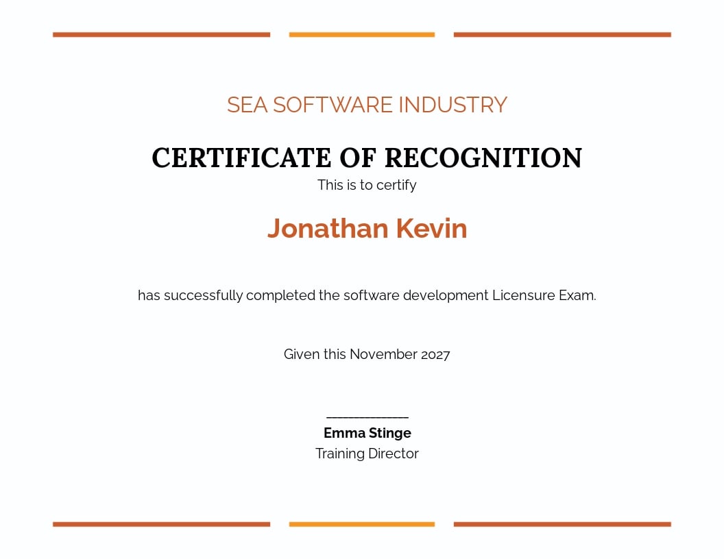 FREE Software License Certificate Template in Word Template net