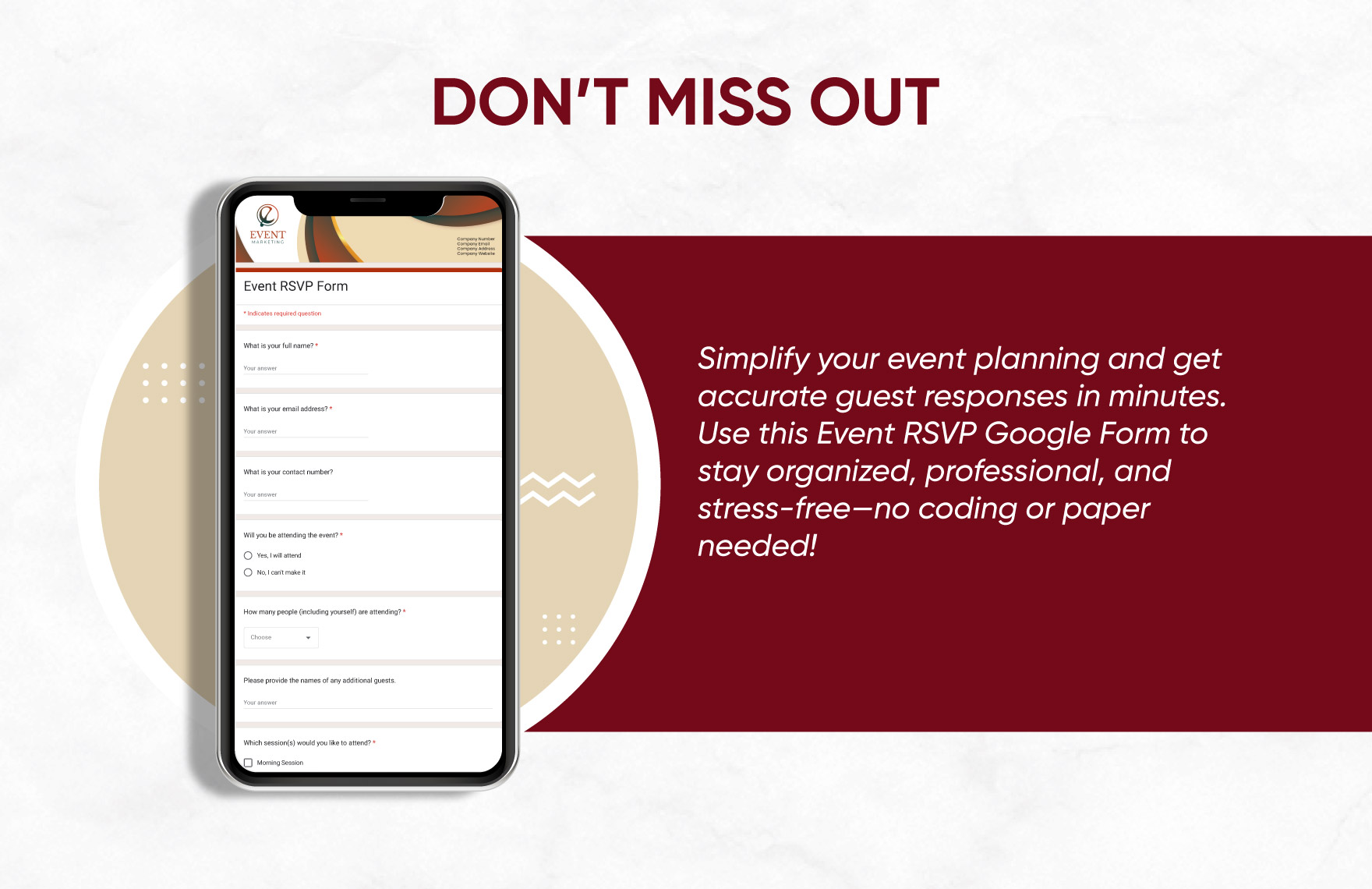 Event Rsvp Form Template