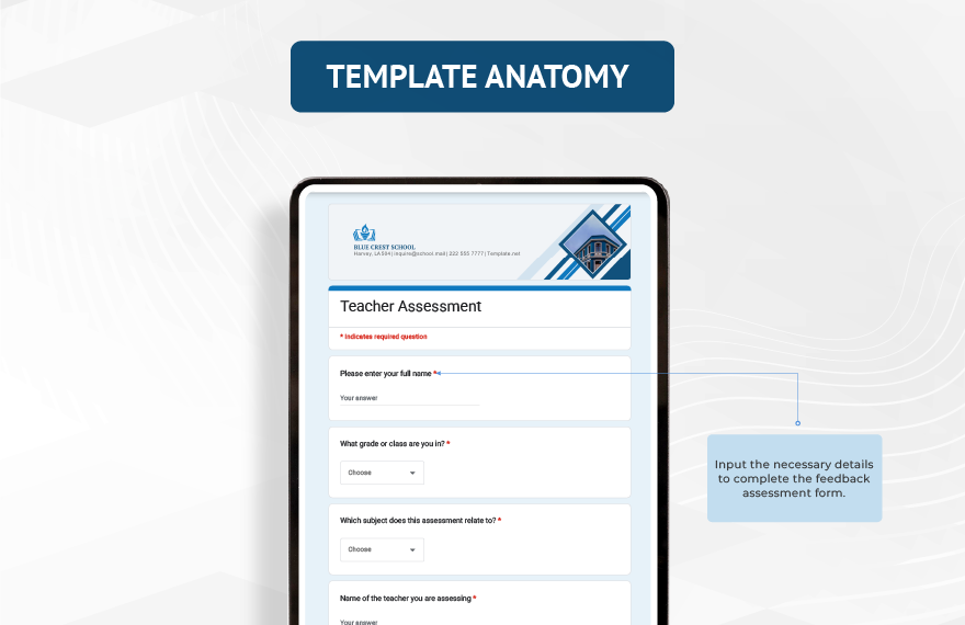 Teacher Assessment Template