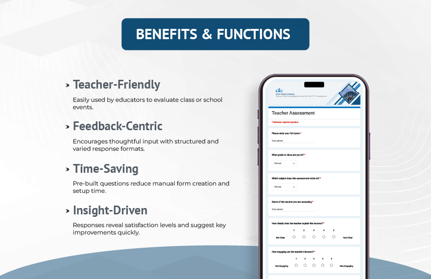 Teacher Assessment Template