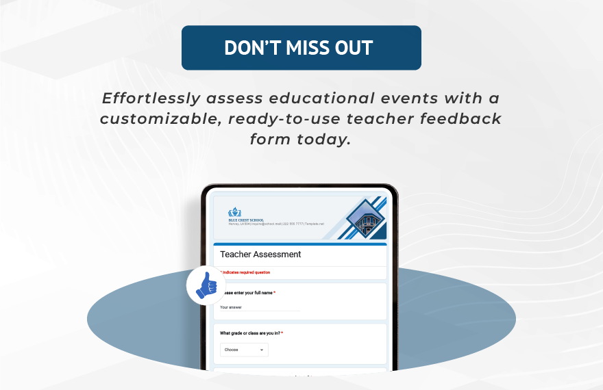 Teacher Assessment Template