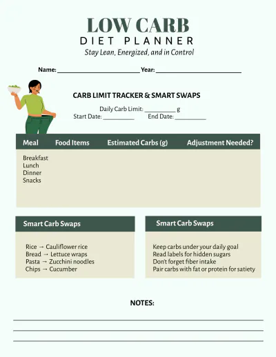 Free Low Carb Diet Planner Template to Edit Online