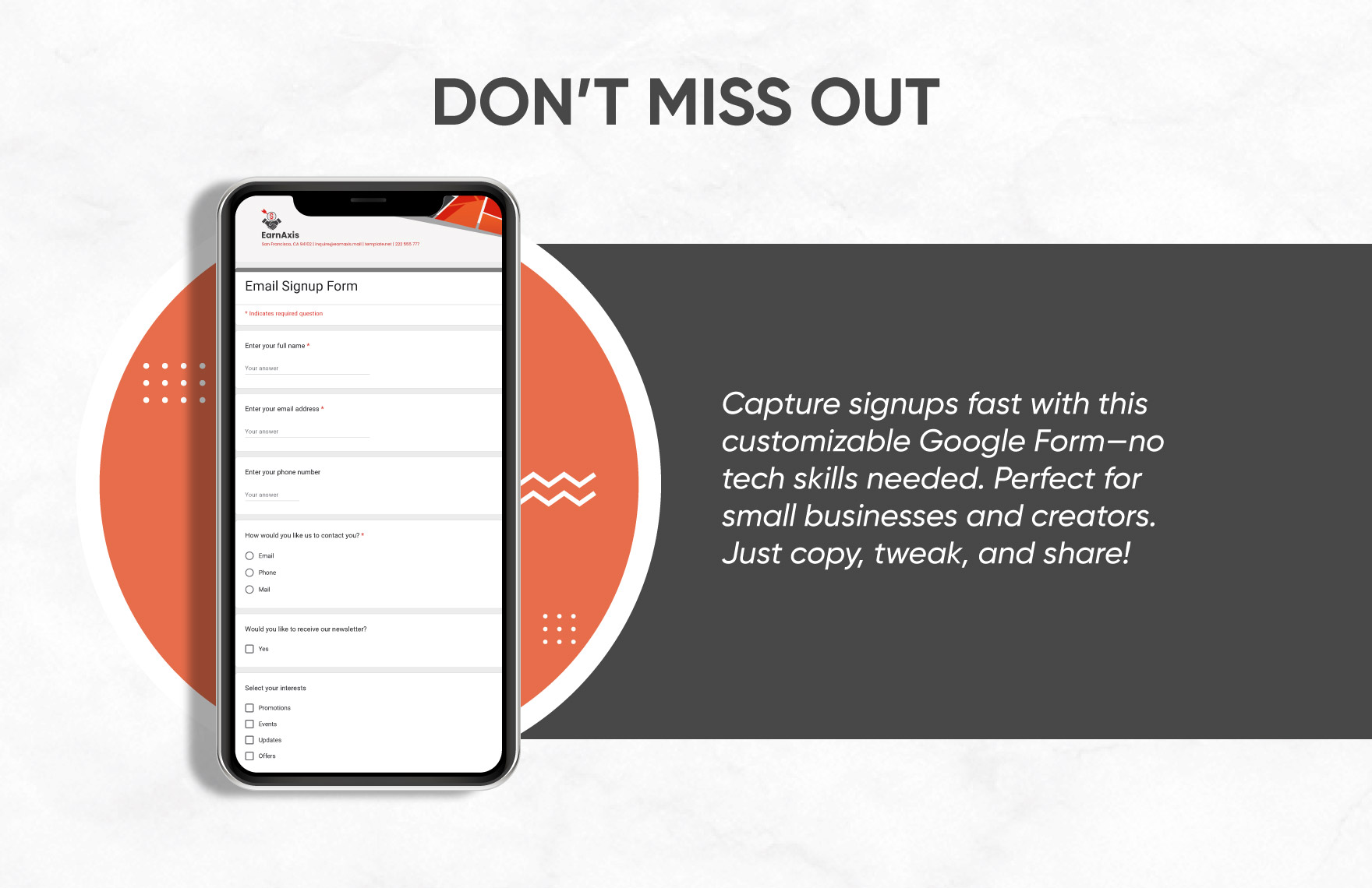 Email Signup Form Template