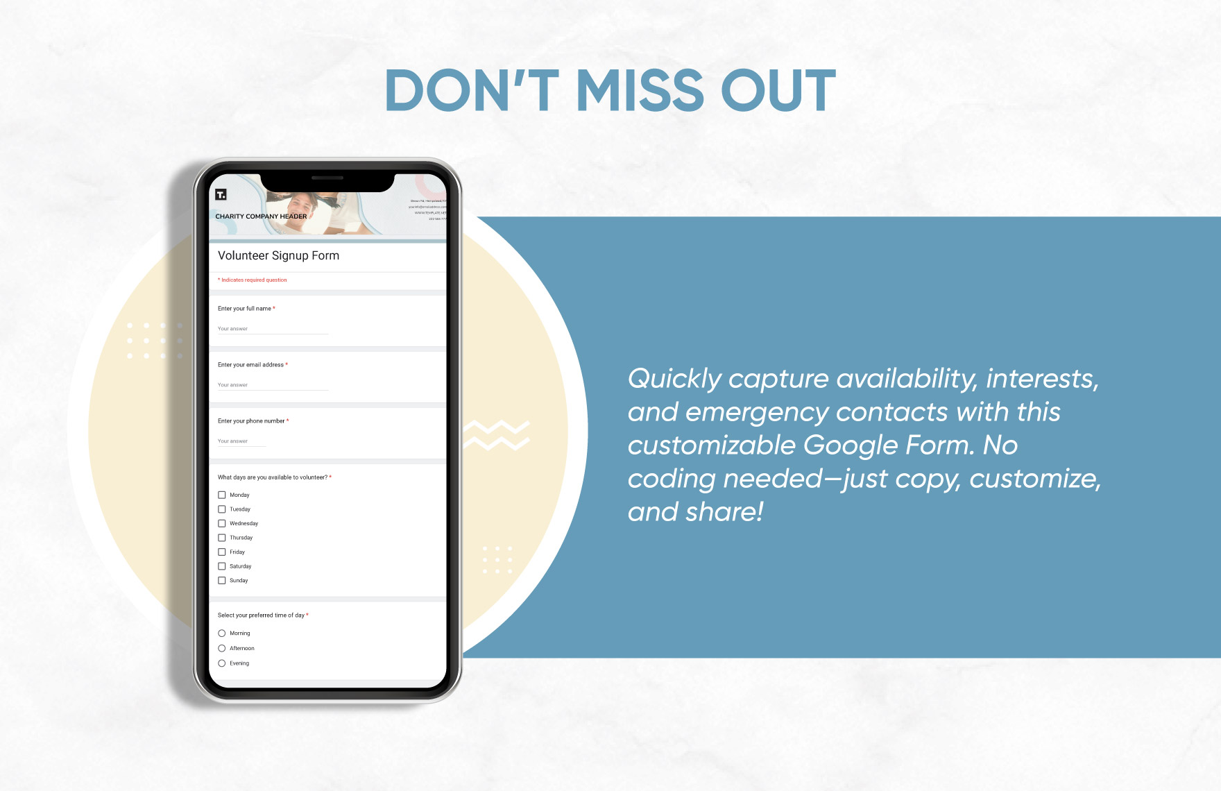 Volunteer Signup Form Template