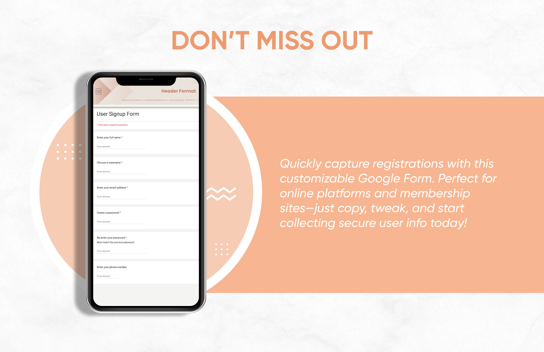 User Signup Form Template User Signup Form Template