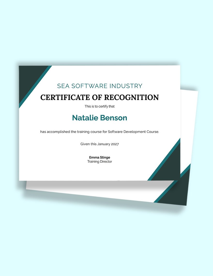 Software Development Certificate Template
