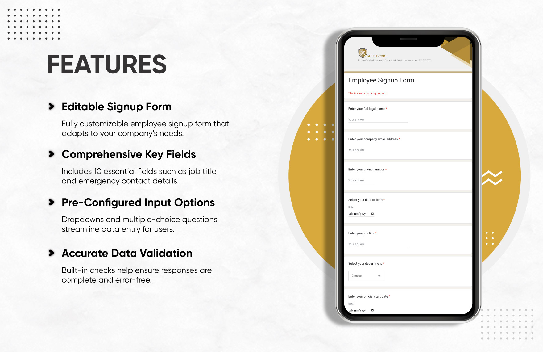 Employee Signup Form Template