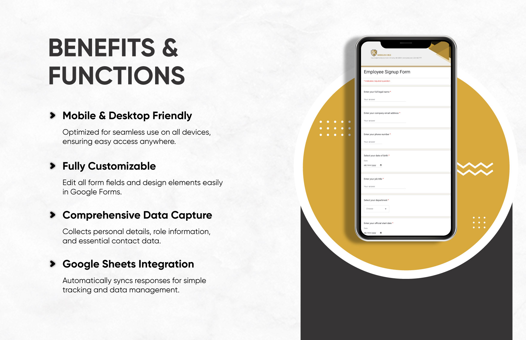 Employee Signup Form Template