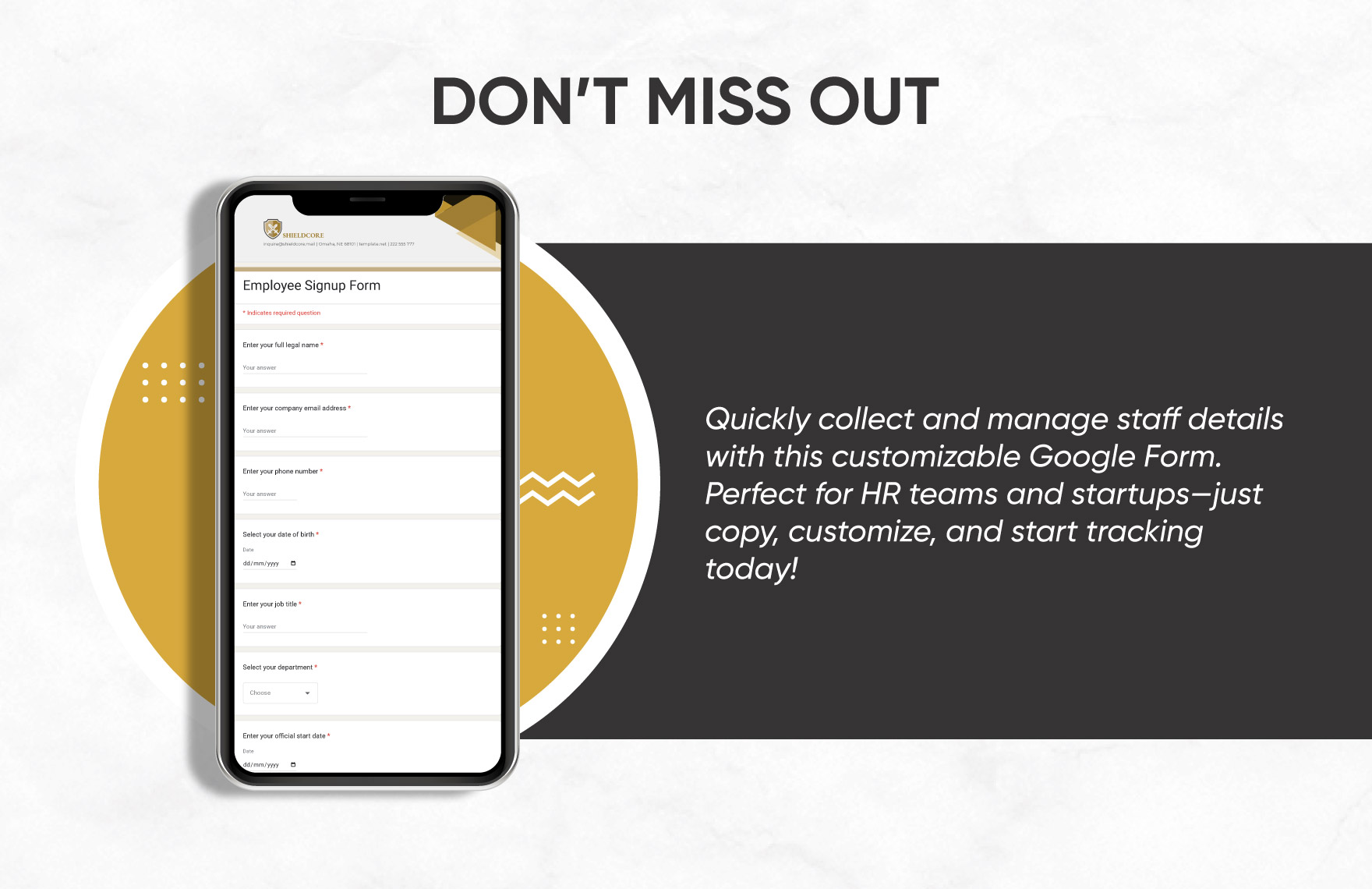 Employee Signup Form Template