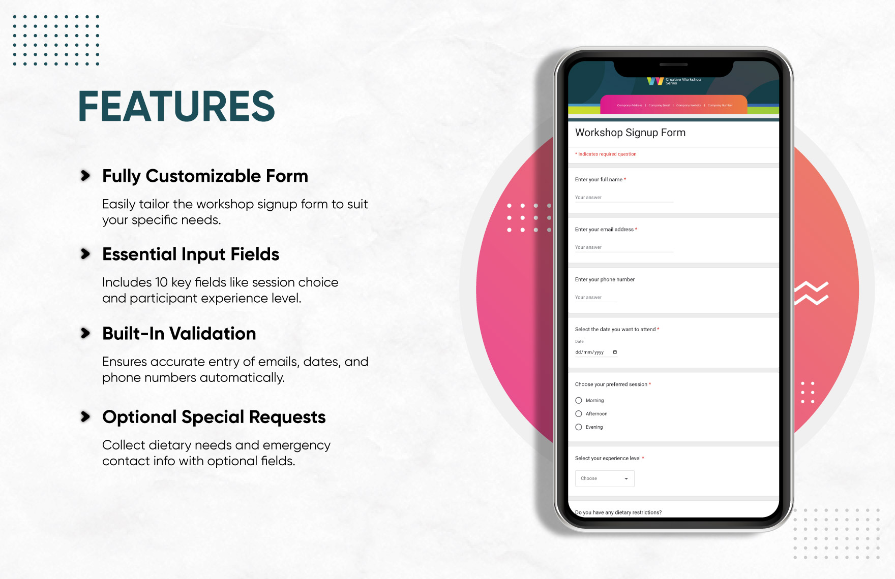 Workshop Signup Form Template Workshop Signup Form Template