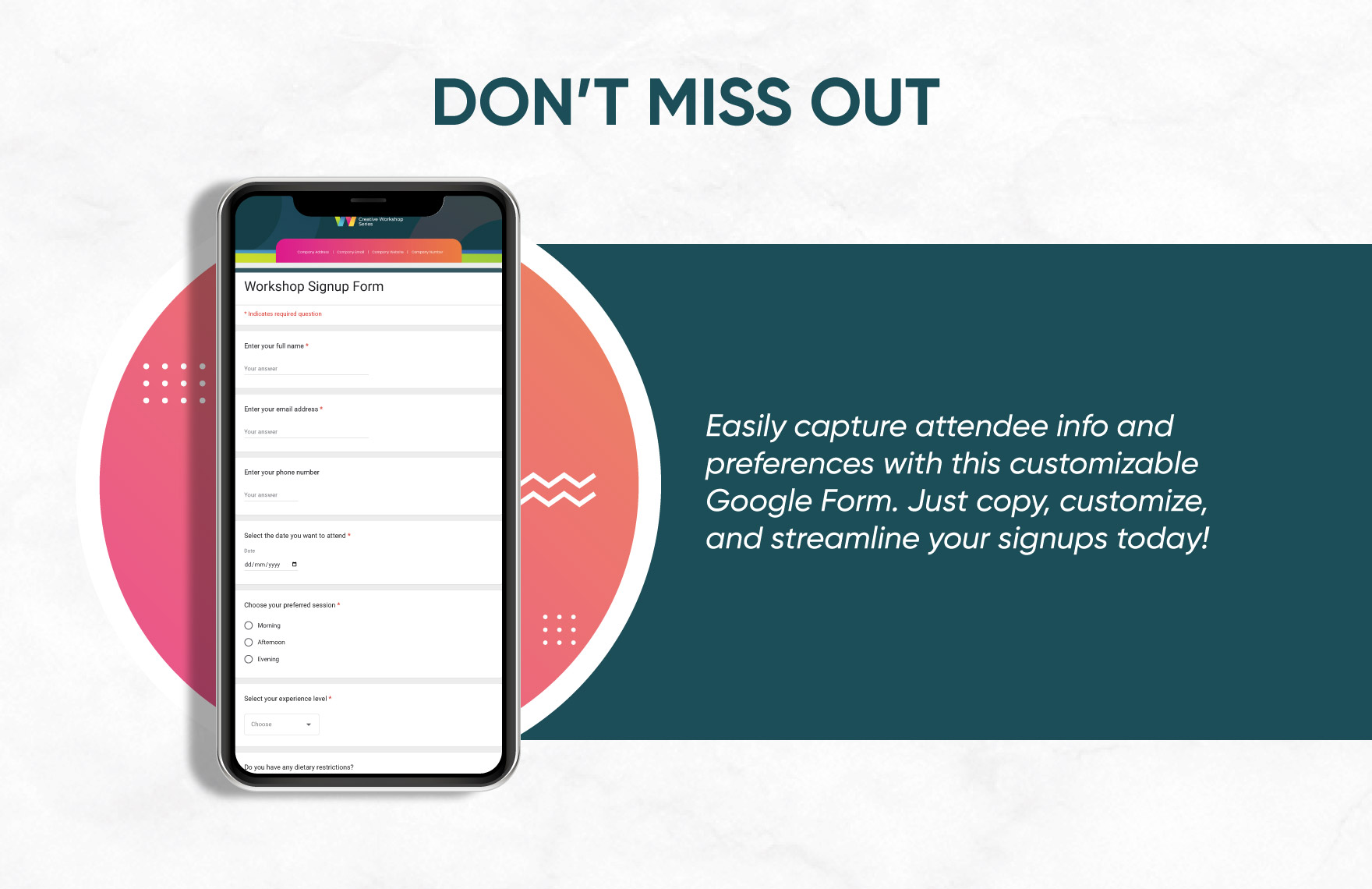 Workshop Signup Form Template Workshop Signup Form Template